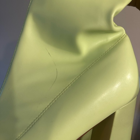 AZALEA WANG — Bold Neon Lime Platform Boots • High Block Heel, Retro 70’s Vibes - Picture 9 of 13